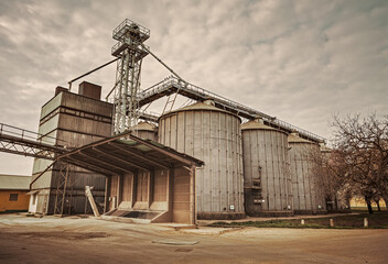 Fototapeta premium Grain silos and cereal dryer for agricultural industry