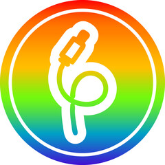 electrical plug circular in rainbow spectrum