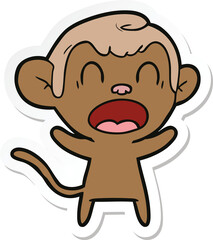 sticker of a shouting cartoon monkey