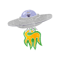 retro cartoon alien flying saucer
