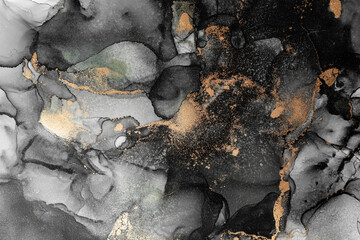 Marble ink abstract art from exquisite original painting for abstract background . Painting was...