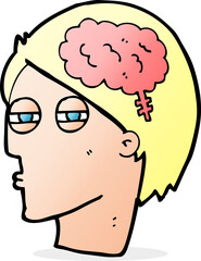cartoon man thinking carefully