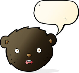 cartoon black bear face with speech bubble