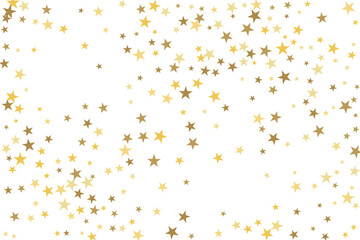 Star confetti. Gold casual confetti background. Bright design pattern.