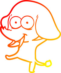 Obraz premium warm gradient line drawing happy cartoon elephant