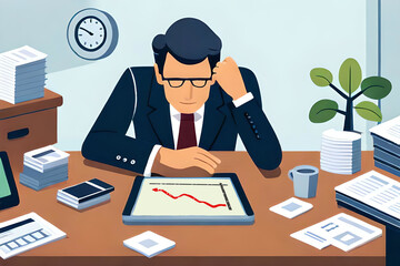 Fototapeta premium Manager in trouble, chart, profit and loss. Made with generativ AI. 