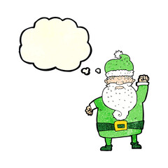 cartoon angry santa claus with thought bubble