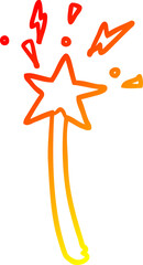 warm gradient line drawing magic star wand