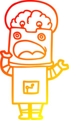 warm gradient line drawing cartoon robot