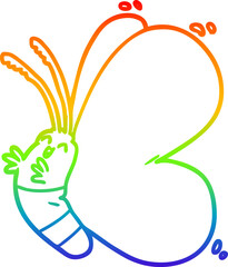 rainbow gradient line drawing funny cartoon butterfly