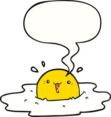 cute cartoon fried egg and speech bubble