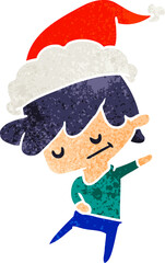 christmas retro cartoon of kawaii boy