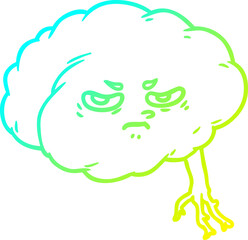 cold gradient line drawing cartoon brain