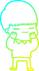 cold gradient line drawing cartoon smug boy