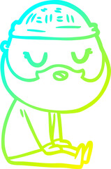 cold gradient line drawing cartoon man with beard