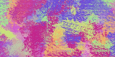 Fototapeta premium Bright abstract background. Colorful paint texture. Old wall with scuffs. Smears of paint. Modern Art. Mixing colors. Horizontal banner.