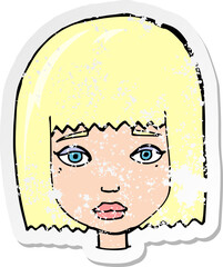 retro distressed sticker of a cartoon female face