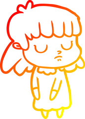 warm gradient line drawing cartoon indifferent woman