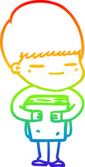 rainbow gradient line drawing cartoon smug boy