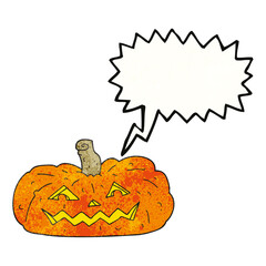 speech bubble textured cartoon halloween pumpkin