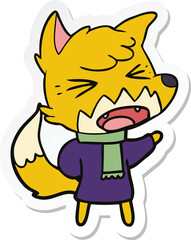 sticker of a angry cartoon fox