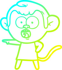 cold gradient line drawing cartoon shocked monkey