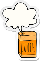 cartoon juice box and speech bubble sticker
