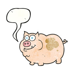 speech bubble textured cartoon pig