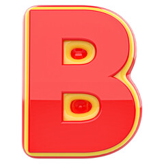 3d letter B red font render