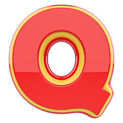 3d letter Q red font render