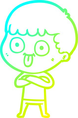 cold gradient line drawing cartoon man staring