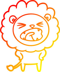 warm gradient line drawing cartoon lion