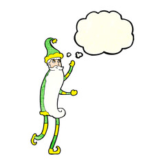 cartoon skinny santa with thought bubble
