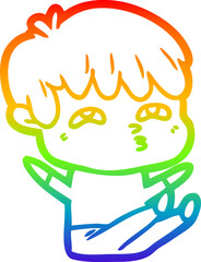 rainbow gradient line drawing cartoon curious man