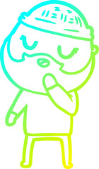 cold gradient line drawing cartoon man with beard