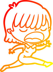 warm gradient line drawing cartoon woman talking loudly