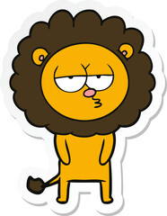 sticker of a cartoon tired lion