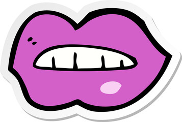 sticker of a cartoon pink lips