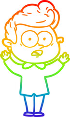 rainbow gradient line drawing cartoon staring man