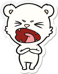 sticker of a angry cartoon polar bear