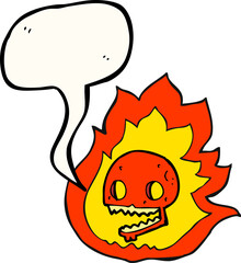 speech bubble cartoon burning skull