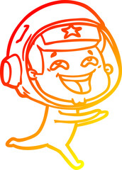 warm gradient line drawing cartoon laughing astronaut