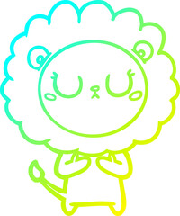 cold gradient line drawing cartoon lion