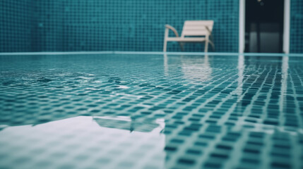 Empty swimming pool for relaxation and sport with blue water, wonderful summer travel. Al generated