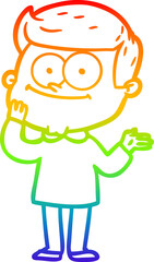 rainbow gradient line drawing cartoon happy man