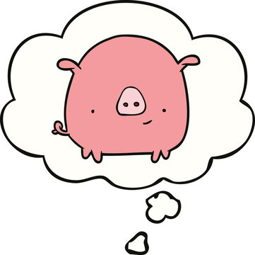 cartoon pig and thought bubble