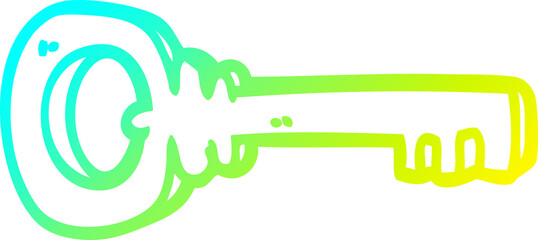 cold gradient line drawing cartoon metal key