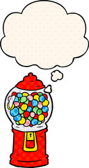 cartoon gumball machine and thought bubble in comic book style