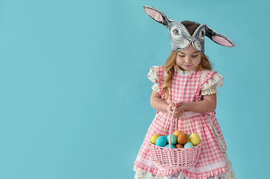 cute girl with Easter basket