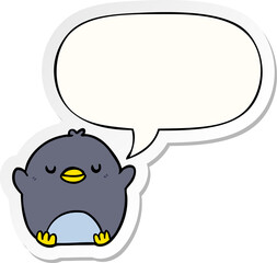 cute cartoon penguin and speech bubble sticker